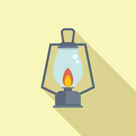 Burning lamp icon flat vector. Travel trip. Compass adventureのイラスト素材