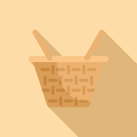 Gift basket icon flat vector. Picnic wicker. Camping marketのイラスト素材