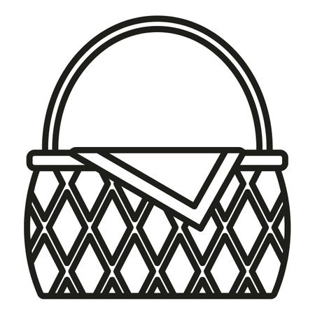 Straw basket icon outline vector. Picnic hamper. Natural marketのイラスト素材