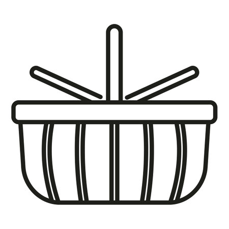 Food basket icon outline vector. Empty bag. Natural handleのイラスト素材
