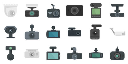 DVR icons set. Flat set of DVR icons isolated on white backgroundの写真素材