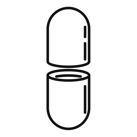 Capsule pill icon. Outline capsule pill icon for web design isolated on white backgroundの写真素材