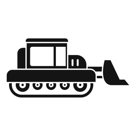 Bulldozer icon. Simple illustration of bulldozer icon for web design isolated on white backgroundの写真素材