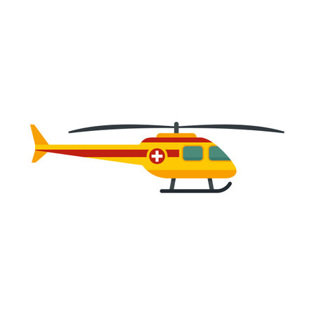 Rescue helicopter icon. Flat illustration of rescue helicopter icon isolated on white backgroundの写真素材