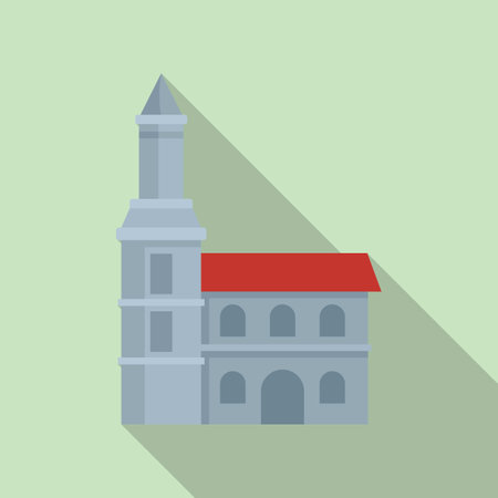 City church icon flat . Town landscape. Village city churchの写真素材