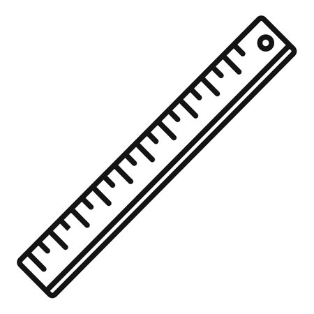 Plastic ruler icon. Outline plastic ruler icon for web design isolated on white backgroundの写真素材