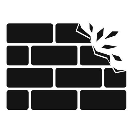 Demolition brick wall icon. Simple illustration of demolition brick wall icon for web design isolated on white backgroundの写真素材