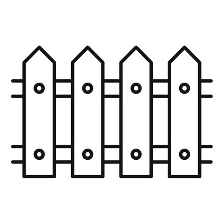 Classic wood fence icon. Outline classic wood fence icon for web design isolated on white backgroundの写真素材
