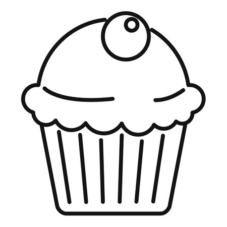 Coffee cupcake icon. Outline coffee cupcake icon for web design isolated on white backgroundの写真素材