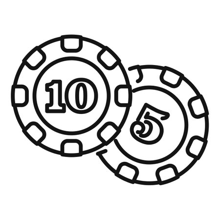 Casino chips icon. Outline casino chips icon for web design isolated on white backgroundの写真素材