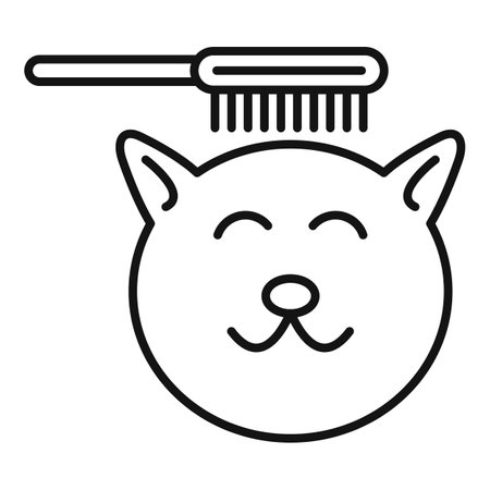 Cat brush icon. Outline cat brush icon for web design isolated on white backgroundの写真素材