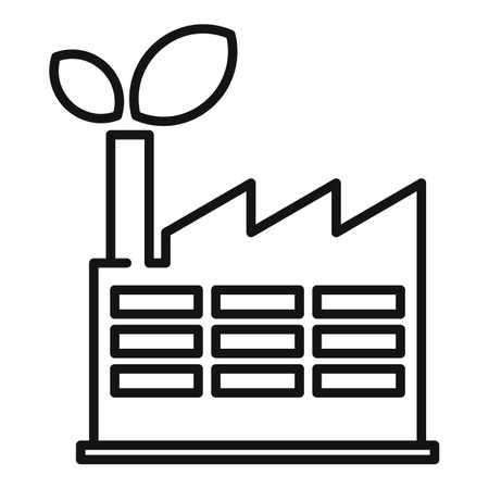 Clean energy factory icon. Outline clean energy factory icon for web design isolated on white backgroundの写真素材