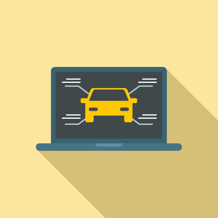 Car service laptop icon. Flat illustration of car service laptop icon for web designの写真素材
