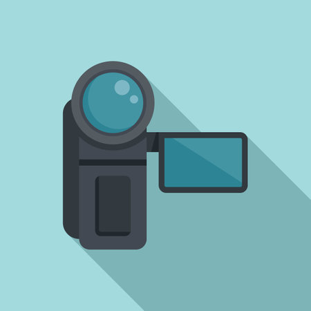 Family camera icon flat . Camcorder video. Tv movie photoの写真素材