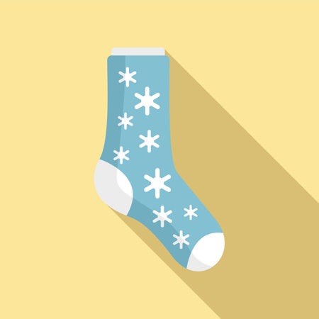 Snowflake sock icon flat . Cotton design. High sockの写真素材