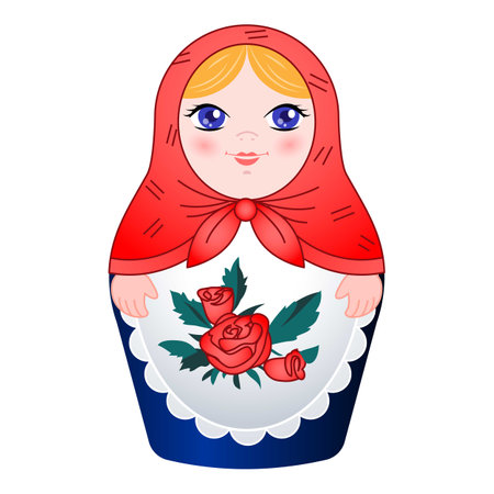 Traditional nested doll icon. Cartoon of traditional nested doll icon for web design isolated on white backgroundの写真素材