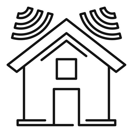 Soundproofing house roof icon. Outline Soundproofing house roof icon for web design isolated on white backgroundの写真素材