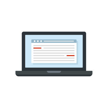 Laptop editor icon. Flat illustration of laptop editor icon isolated on white backgroundの写真素材