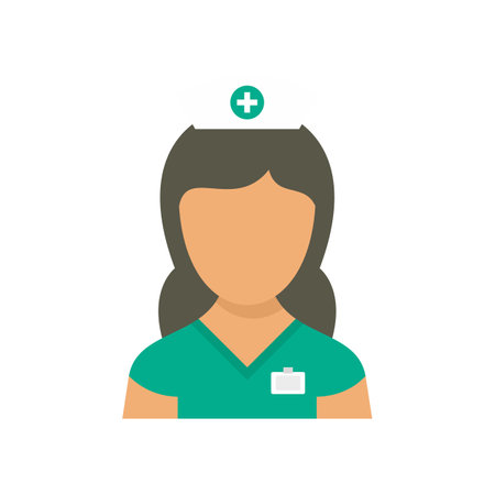 Medic nurse icon. Flat illustration of medic nurse icon isolated on white backgroundの写真素材