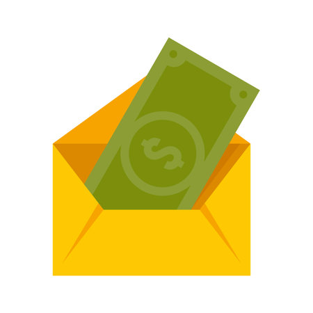 Money mail transfer icon. Flat illustration of money mail transfer icon isolated on white backgroundの写真素材