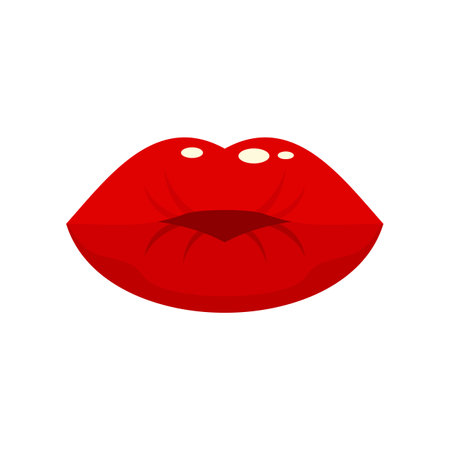 Hot kiss icon. Flat illustration of hot kiss icon isolated on white backgroundの写真素材