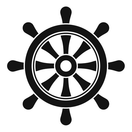 Nautical ship wheel icon. Simple illustration of Nautical ship wheel icon for web design isolated on white backgroundの写真素材