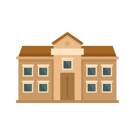 University campus icon. Flat illustration of university campus icon isolated on white backgroundの写真素材