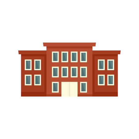 School building icon. Flat illustration of school building icon isolated on white backgroundの写真素材