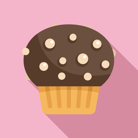 Cupcake icon flat vector. Cake food. Sweet bakeryのイラスト素材