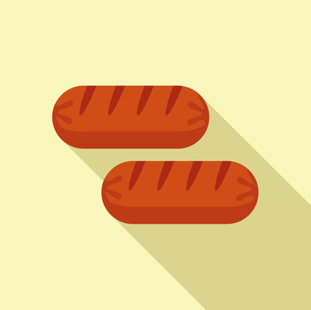 Grilled sausage icon flat vector. Bbq meat. Dinner beefのイラスト素材
