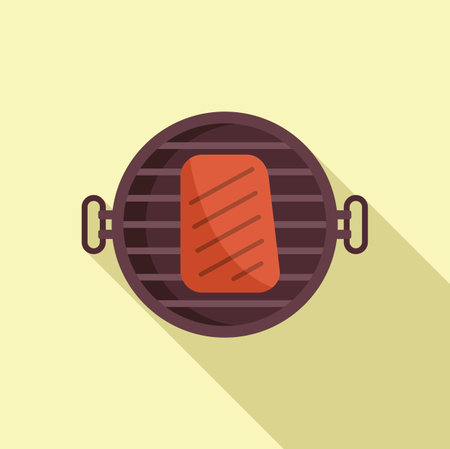 Grilled meat top view icon flat vector. Bbq steak. Fire dinnerのイラスト素材