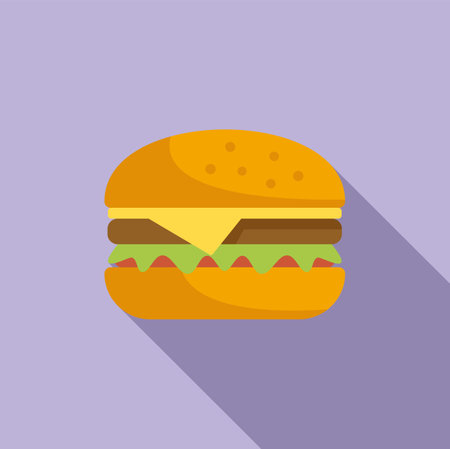 Burger food icon flat vector. Bbq steak. Cook roastのイラスト素材