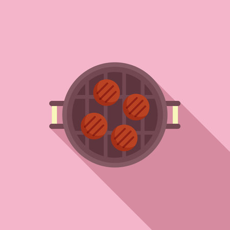 Home bbq icon flat vector. Meat food. Cook roastのイラスト素材