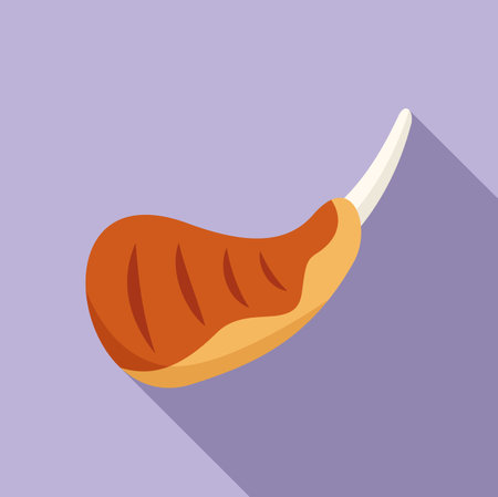Pork bbq icon flat vector. Grill food. Chicken cookのイラスト素材