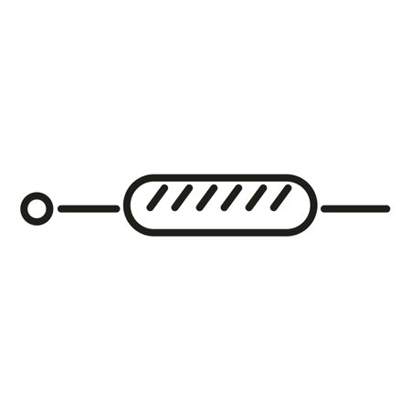 Sausage cooked stick icon outline vector. Grill food. Fire dinnerのイラスト素材