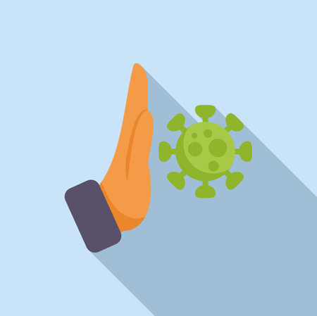 Stop virus immune system icon flat vector. Health shield. Human personのイラスト素材