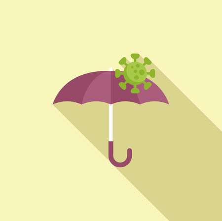 Virus umbrella icon flat vector. Immune system. Body defenseのイラスト素材