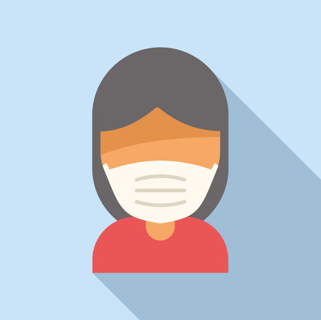 Woman in medical mask icon flat vector. Stop virus. Body defenseのイラスト素材