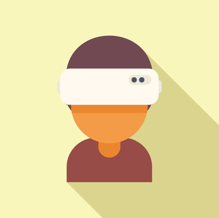 Human vr headset icon flat vector. Virtual reality. Digital headのイラスト素材
