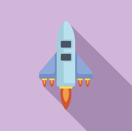 Ship launch icon flat vector. Rocket fire. Sky startupのイラスト素材