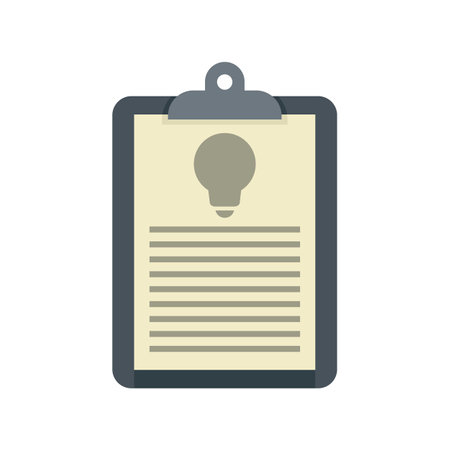 Innovation clipboard icon. Flat illustration of innovation clipboard icon isolated on white backgroundの写真素材