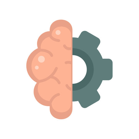 Brain gear innovation icon. Flat illustration of brain gear innovation icon isolated on white backgroundの写真素材