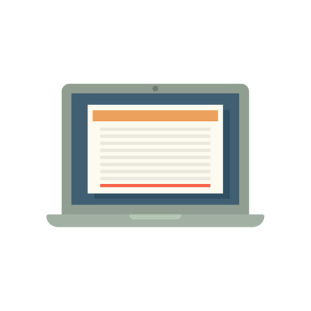 Summary laptop icon. Flat illustration of summary laptop icon isolated on white backgroundの写真素材