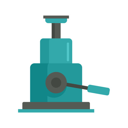 Hydraulic car jack-screw icon. Flat illustration of hydraulic car jack-screw icon isolated on white backgroundの写真素材