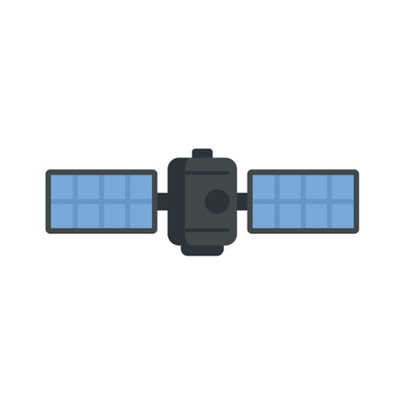 Modern satellite icon. Flat illustration of modern satellite icon isolated on white backgroundの写真素材