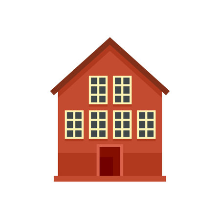 Wood swedish house icon. Flat illustration of wood swedish house icon isolated on white backgroundの写真素材