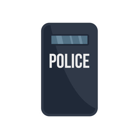 Policeman shield icon. Flat illustration of policeman shield icon isolated on white backgroundの写真素材