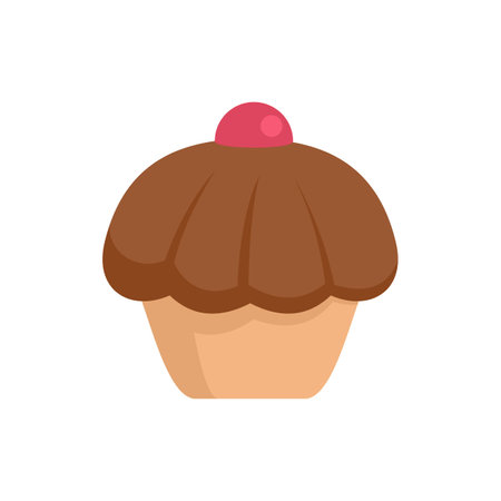 Chocolate cupcake icon. Flat illustration of chocolate cupcake icon isolated on white background