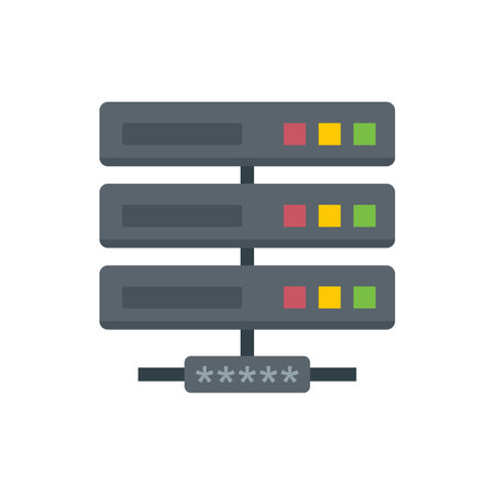 Server network authentication icon. Flat illustration of Server network authentication icon isolated on white backgroundの写真素材