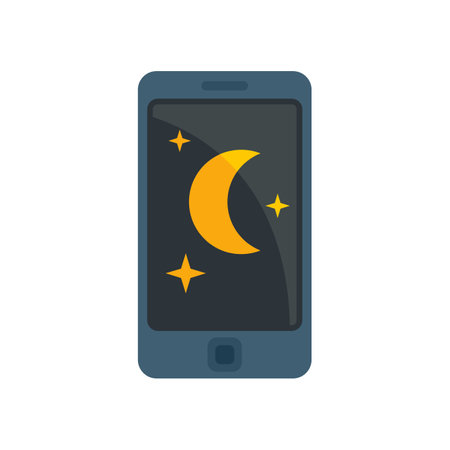 Night phone use icon. Flat illustration of Night phone use icon isolated on white backgroundの写真素材